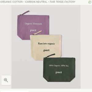 Pact Organic Cotton Trio Pouches - Purple, Cream, Green